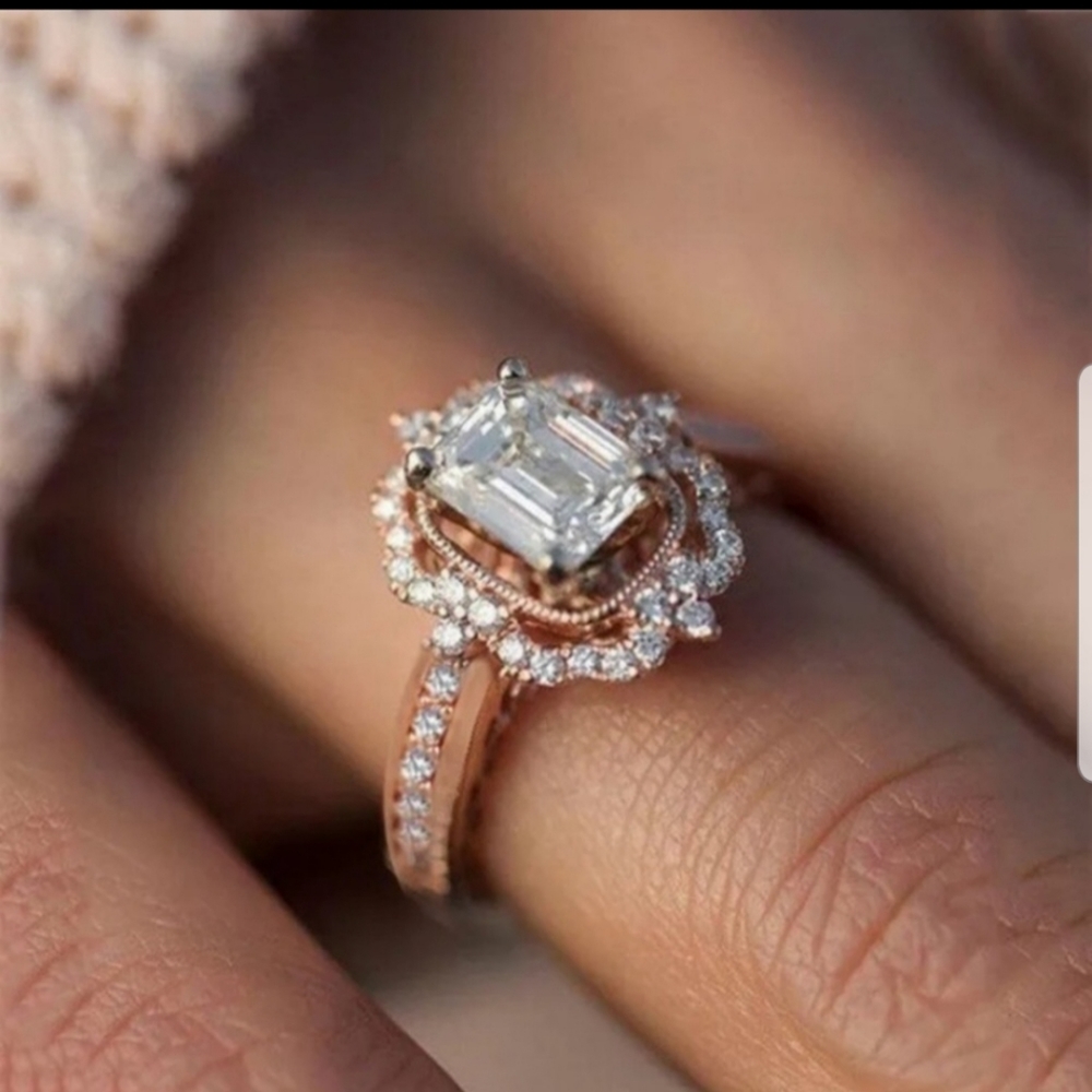 Rose Gold White Sapphire Solitaire Ring Sz 6 or 8 - Picture 6 of 9
